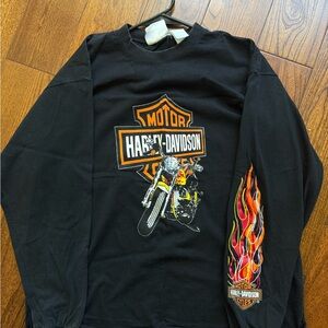 Harley-Davidson Black Long Sleeve Shirt with Motorcycle Graphic